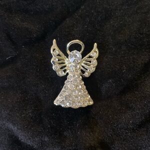 Silver Angel Brooch with Crystals